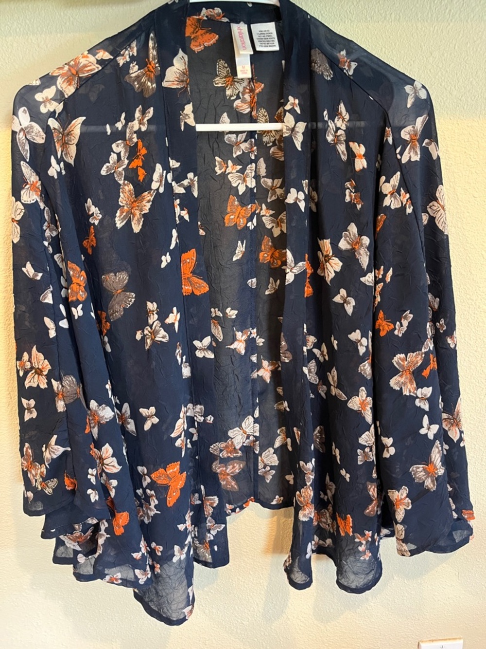 Floral Navy/Orange Butterfly Kimono